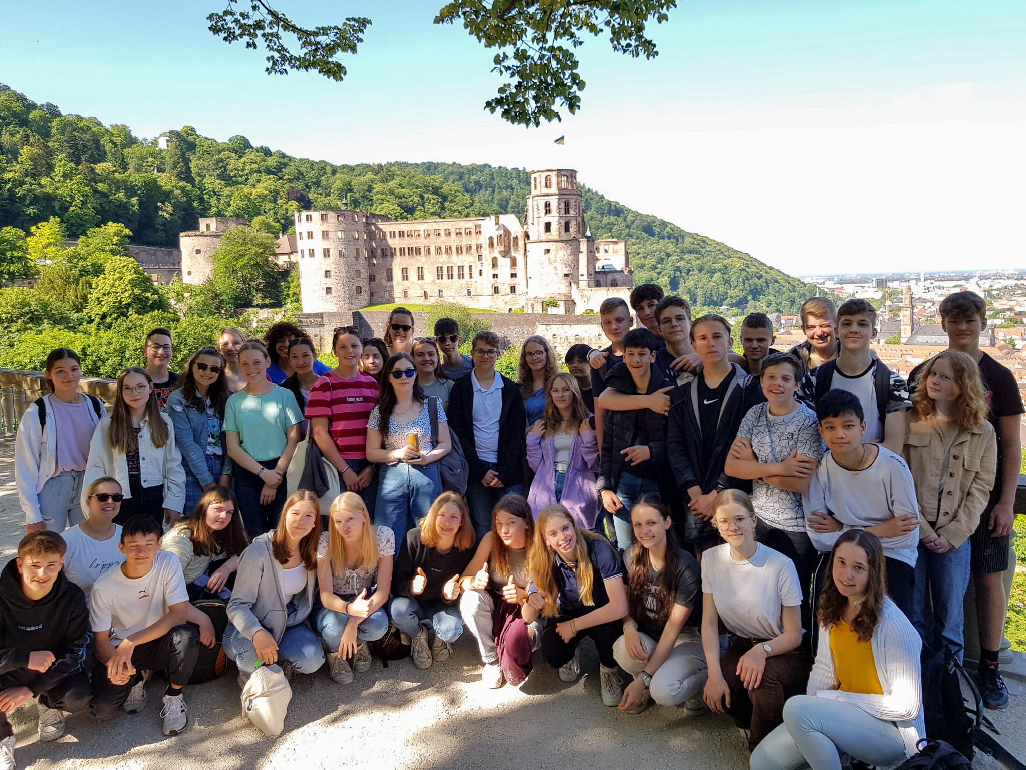 Alle Teilnehmer vor dem Schloss in Heidelberg